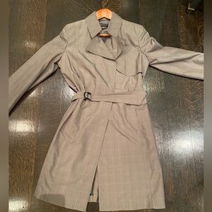 Zenobia nylon plaid (green/cream) Trench Coat, size 8